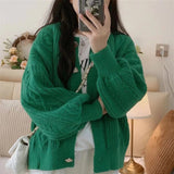 Women Knitwear Autumn Winter Retro Sweater Coat Knitted Cardigan