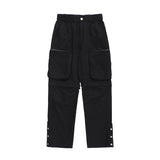 Men Sweatpants Casual Pants Multi-Pocket Zipper Breasted Trousers Straight Pants