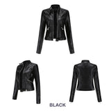 Red Leather Jacket Spring and Autumn Stand Collar Lady Leather Jacket