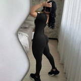 Women Jumpsuit Summer Backless Short Sleeve Jumpsuit (Hawthaw0412)