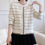 Women Knitwear Autumn and Winter Striped Sweater Loose Knitted Cardigan