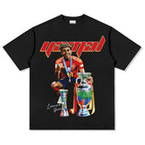 Mens Vintage Football T-Shirt Vintage Lamine Yamal Printed Short Sleeve T-Shirt Washed Cotton Crew Neck