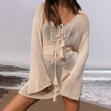 Beach Sweater Dress Summer Sexy Knitted Cutout Beach Bikini Swimsuit Blouse