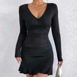 Women Dress Fall/Winter Slim Sheath Sexy Long Sleeve Dress