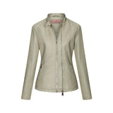 Red Leather Jacket Autumn and Winter Leather Thin PU Leather Jacket