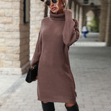 Women Knitted Sweater Autumn and Winter Turtleneck Woolen Skirt
