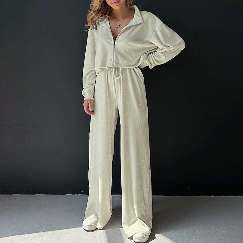 Women Trench Coat Fall/Winter Pleuche Sweater Suit Loose Casual