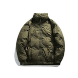 Unisex Winter Cotton Coat Vintage Cotton Stand Collar Stretchy Sleeves Cotton-Padded Coat