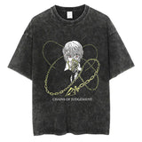 Cotton Men Women Washed Vintage T-Shirt Anime Graphic Print