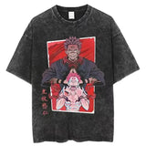 2024Japan Anime Print Oversize Cotton Mens Vintage TShirt