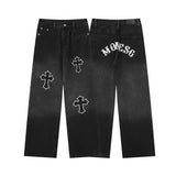 Men Jeans XINGX Graffiti Distressed Straight Jeans