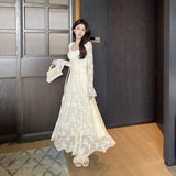 Women Dresses Lace Long Sleeve Dress Autumn Winter Long Dress (Csm202403)