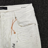 Purple Brand Jeans Slim-Fit Stretch Ripped Vintage White Jeans