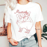 Meowdy Cat Graphic Top Cotton Short Sleeve T-shirt Summer