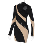 Women Dresses Spring Hollow round Neck Long Sleeve Slim Fit Dress