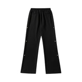 Men Sweatpants Loose Casual Trousers Men's Side Breasted Decorative Elastic Waist Wide Leg Pants