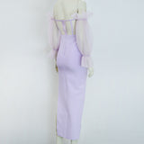 Women Evening Dress Sexy Mesh Hollow Bandage One-Piece Dress