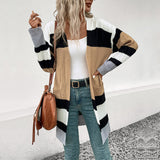 Women Knitted Sweater Autumn and Winter Women's Contrast Color Cardigan Sweater Women