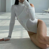 Women Jumpsuit Spring and Autumn off-the-Shoulder Turtleneck Long Sleeve Jumpsuit