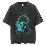 20242024 Fashion Streetwear Men Washed T Shirt Anime