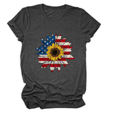 T-shirt pattern sunflower print round neck casual short sleeve