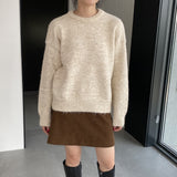 Women Winter Knitted Sweater round Neck Sweater Autumn and Winter Loose-Fitting Long Sleeve Sweater Q731