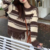 Women Knitwear Autumn and Winter Tassel round Neck Sweater Loose Sweater