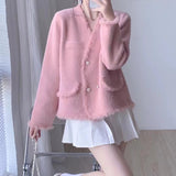 Women Knitwear Autumn and Winter V-neck Tassel Loose Knitted Cardigan