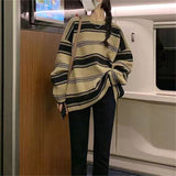 Women Knitwear Autumn and Winter Striped round Neck Sweater Sweater