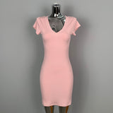 Women Dresses V-neck U-Neck Short Sleeve Dress Hip Skirt Short Skirt