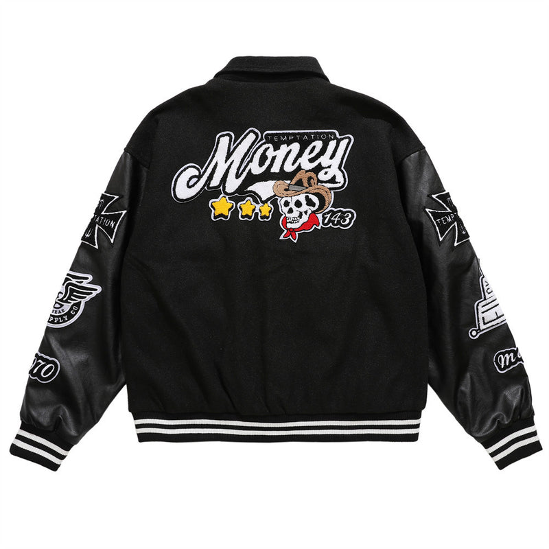Men Jacket Coat Embroidered Letter Baseball Jacket Men's Loose Stitching