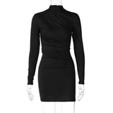 Women Dresses Spring Pleated Slim-Fit Sheath Dress