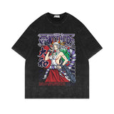 Washed and old short-sleeved T-shirt retro ONE PIECE