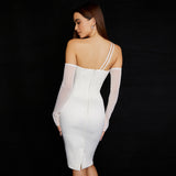 Women Dresses Bandage Dress Sexy Oblique Shoulder Backless Banquet Party Skirt (Ont0408)