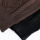 Unisex Winter Cotton Coat Twist round Neck Knitted Sweater Vintage Cardigan Sweater