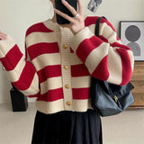 Women Knitwear Autumn and Winter Striped round Neck Sweater