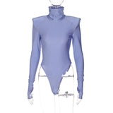 Women Jumpsuit Summer Turtleneck Long Sleeve Finger Stall Slim Fit Dress