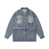 Women Jacket XINGX Affixed Cloth Embroidered Detachable Denim Jacket
