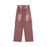 Men Jeans Retro Loose Wide-Leg Straight Trousers