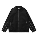 Men Jacket Coat Loose Lapels Men's Autumn Vintage American Fashion Brand Zipper Stitching Sleeve Design Sense Niche Jacket