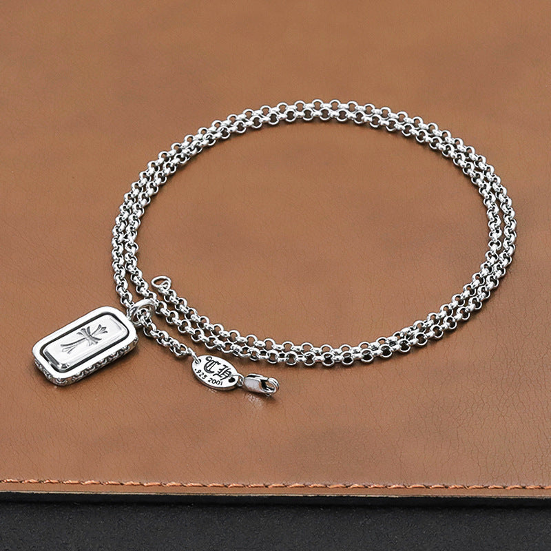 Chrome Hearts Necklace Rotatable Square Pendant Vintage Sword Cross Necklace