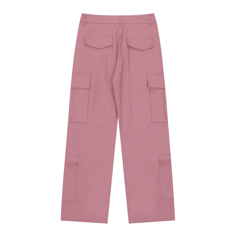 Men Sweatpants Multi-Pocket Cargo Pants Casual Loose Zip Pocket Straight-Leg Pants