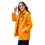 Women Trench Coat Long Cardigan Hooded Coat Outdoor Raincoat