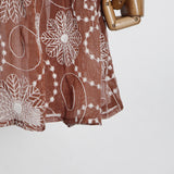 Women Dresses Summer Retro Short Sleeve Dress Stand Collar Single-Breasted Skirt (Qymy0409)