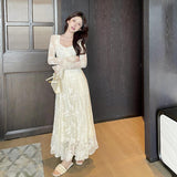 Women Dresses Lace Long Sleeve Dress Autumn Winter Long Dress (Csm202403)