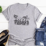 Cowboy Rodeo Hand Drawn Graphic T-Shirts Loose Short Sleeve