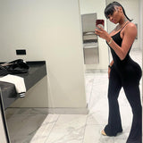Women Jumpsuit Spring Sexy U Collar Backless Suspender Jumpsuit (Hawthaw0412)