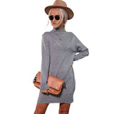 Women Knitted Sweater Autumn and Winter Turtleneck Woolen Skirt
