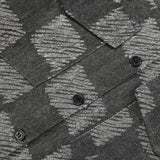 Women Jacket Chessboard Plaid Long Sleeve Shirt Jacket Lapel Pocket Coat