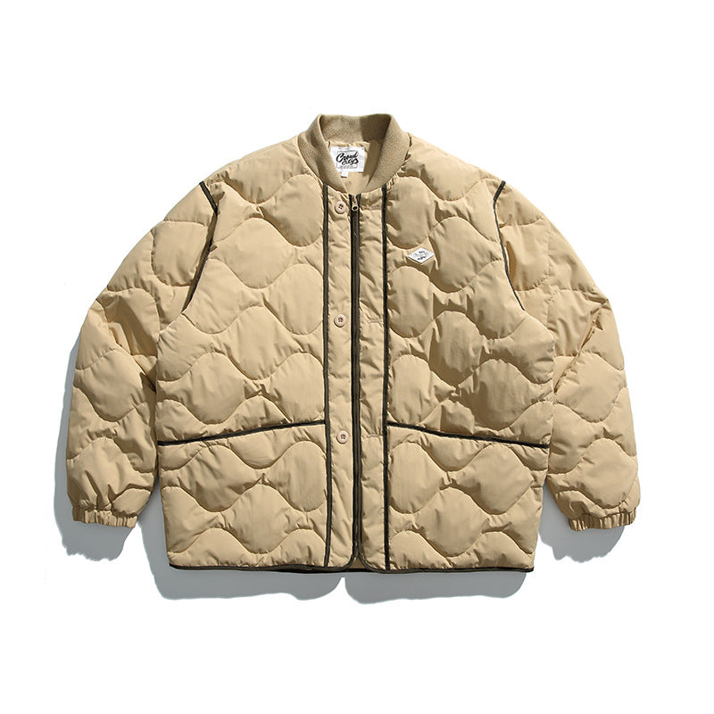 Unisex Winter Cotton Coat Baseball Collar down Jacket Vintage Liner down Jacket